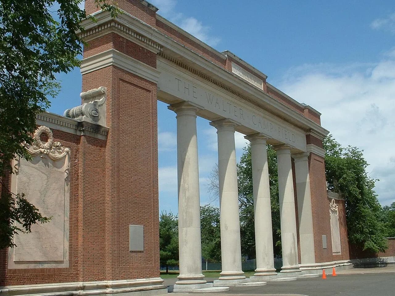 The Walter Camp Gate, entryway to the Yale Athletic Facilities on Derby Road.