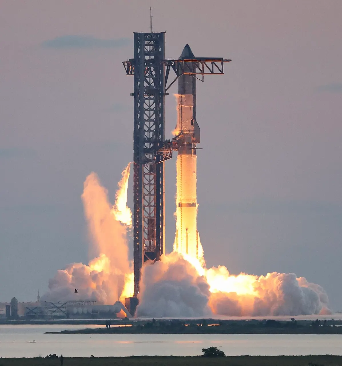 SpaceX Starship ignition during its launch on IFT-5.