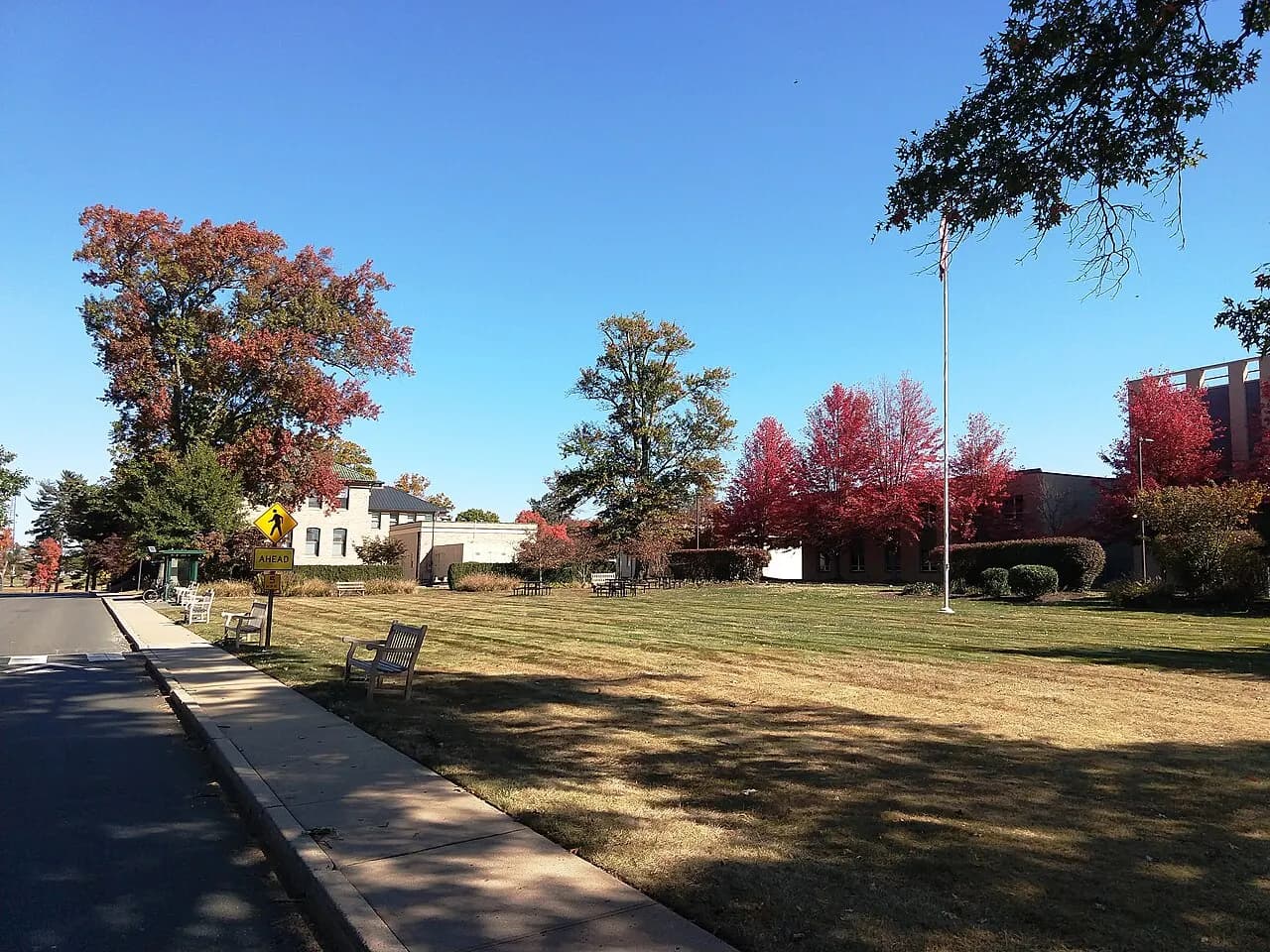 Photo of the Princeton University Forrestal Campus in Plainsboro Township, New Jersey. Photo taken from Forrestal Road looking northeast.