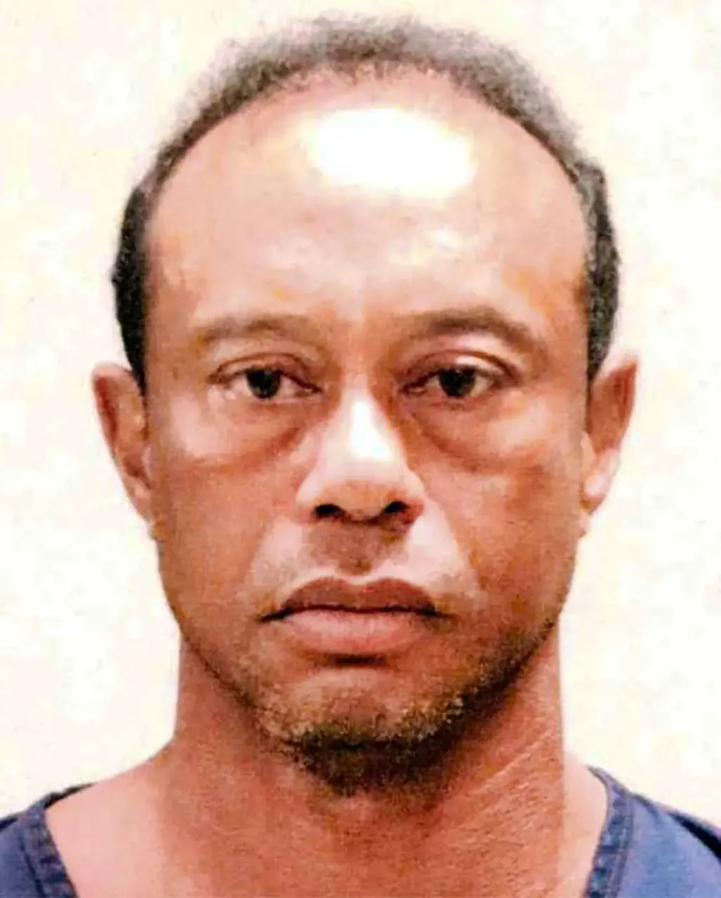 Another mugshot of Tiger Woods that was taken after he was arrested for crashing his car under the influence of drugs.