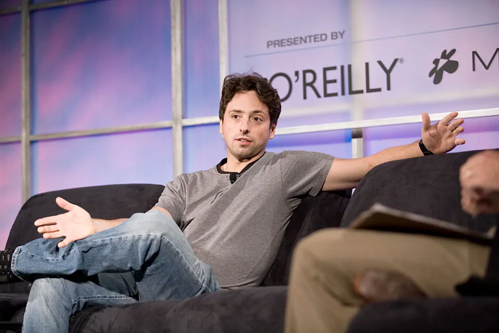 Sergey Brin at the Web 2.0 Conference 2005.