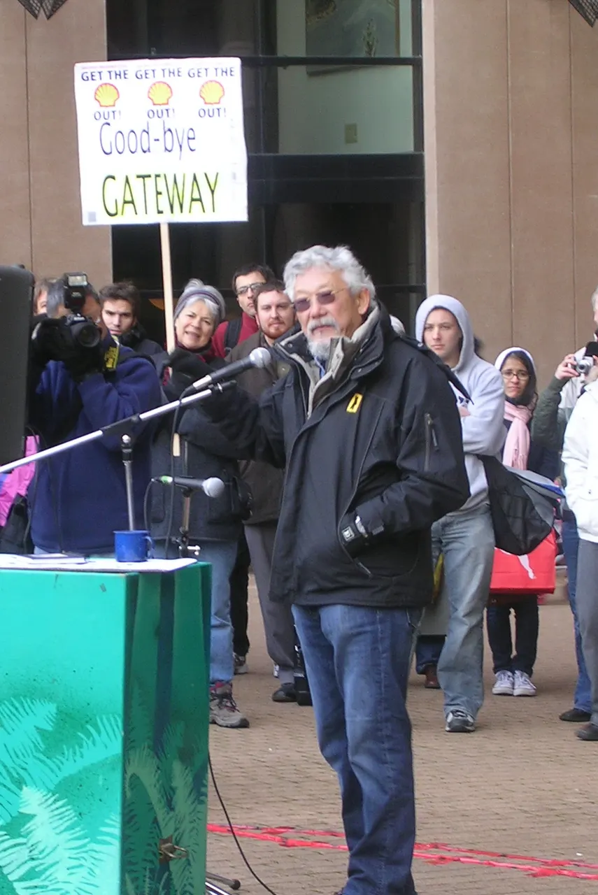 David Suzuki at a rally for the Global Day of Action on Climate Change, Vancouver, BC