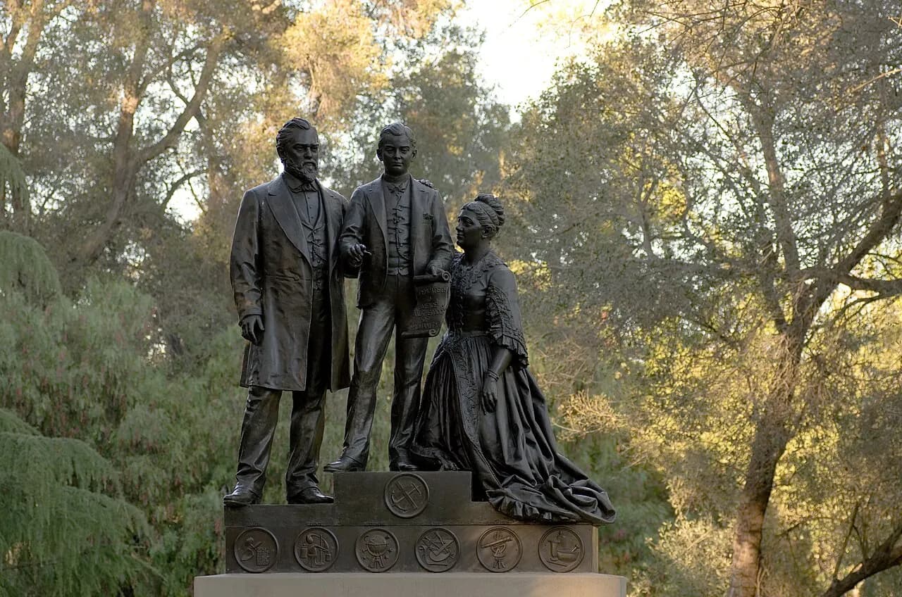 "Leland Stanford and Family" — by Larkin Goldsmith Mead, bronze, 1899. On the Stanford University campus, Stanford, California.
