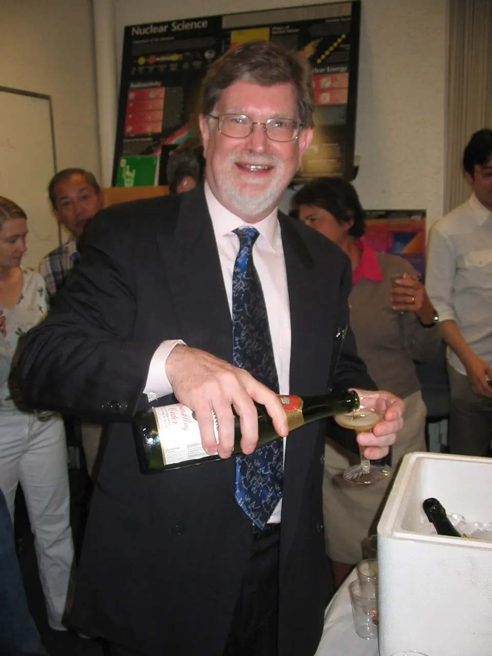George F. Smoot, winner of the Nobel Prize in Physics, 2006, celebrating with colleagues at Lawrence Berkeley National Laboratory. October 3 2006.