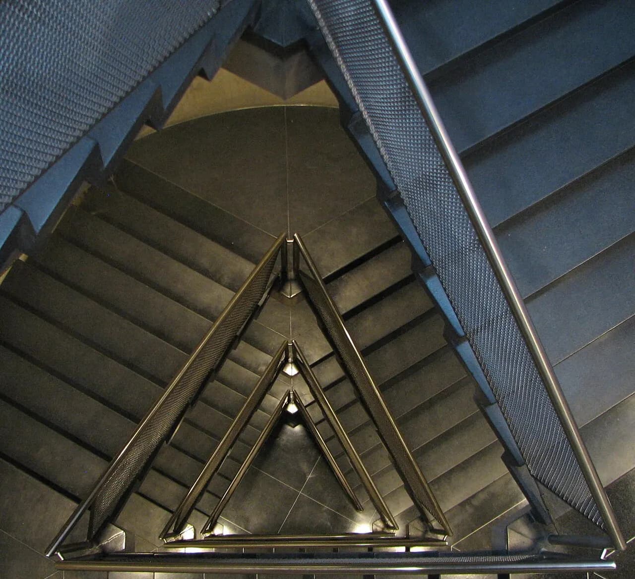 A stairwell in the Yale University Art Gallery, designed by Louis Kahn.