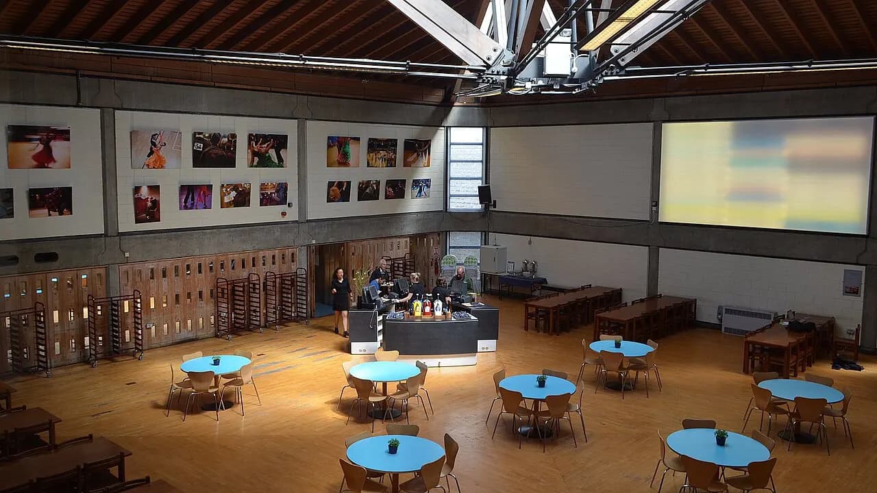 Main dining hall of Cambridge University Centre.
