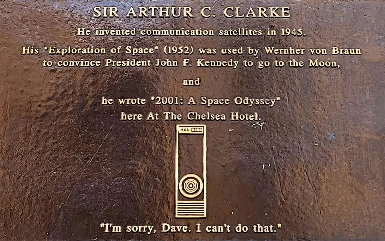 Arthur C. Clarke memorial plaque on the Chelsea Hotel building (New York City)