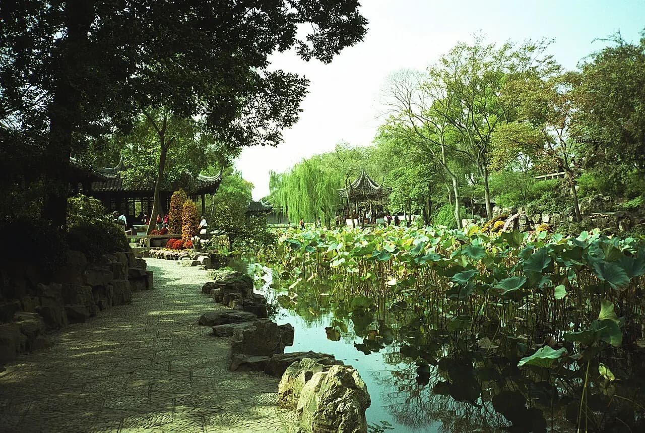 A lotus pond in The Lion Grove Garden, Suzhou荷花池塘